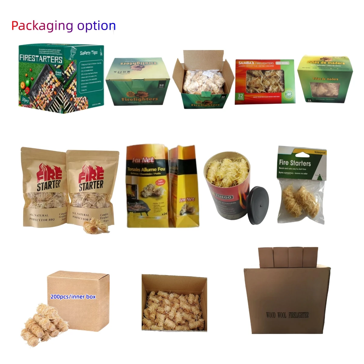 BBQ Camping Campfire Grill Stove Fireplace Charcoal Fire Starter Nature Wood Wool Fire Starter Lighter