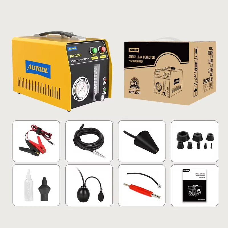 AUTOOL SDT205S Smoke Machine Auto Diagnostic Tool with Air Pressure Leak Detector Car Trucks EVAP Smoke Leakage Analyzer