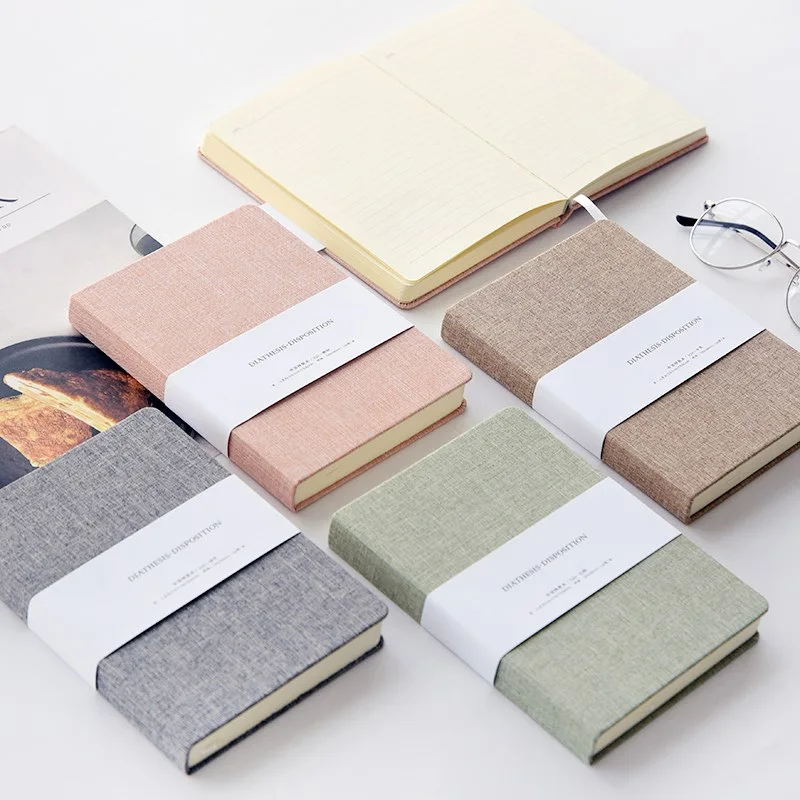 Promotion gift Fabric Cloth Hardcover Notebook Diary Journal Linen college-ruled Notebook Custom Printing School Supplies