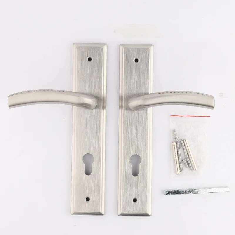 Modern Long Plate Door Handles Lock,  Stainless Steel Heavy Duty  Entry Handleset Mortise Door Lock