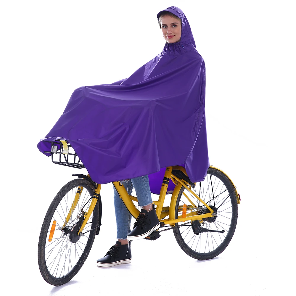 Black Hooded Waterproof PVC Plastic Vinyl Rain Poncho for Adults