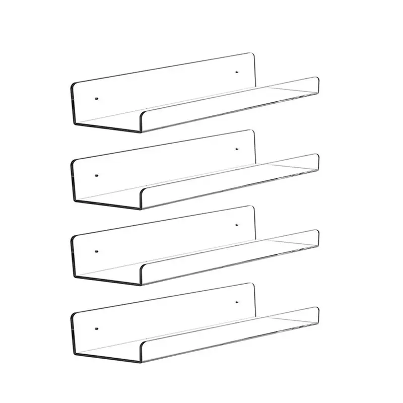 Factory Custom Size Style Color Acrylic Wall Shelf Transparent Perspex Wall Mounted Shelves for Storage and Display