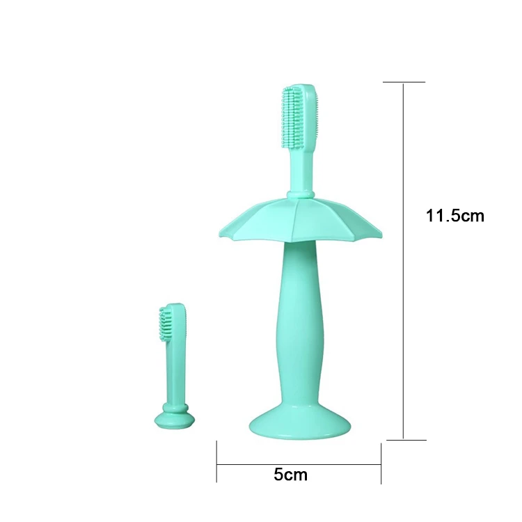 Factory Supplies Soft Durable Umbrella Toothbrush Shape Food Grade Silicone Baby Teether