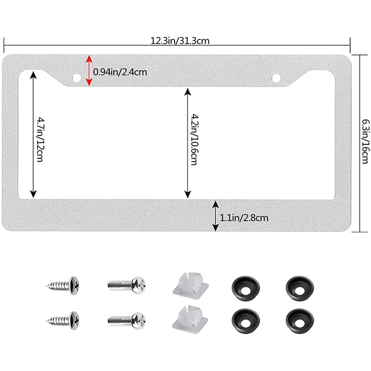 2 Holes Screws License Plate Frame  Car Tag Frame License Plate Holder Car Plate Frame Auto Tags Cover