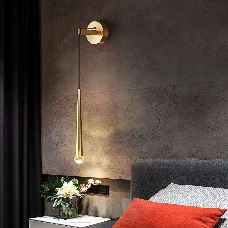 indoor corridor gold long room bedside sconces luxury cooper crystal modern led wall light bronze for living room house home