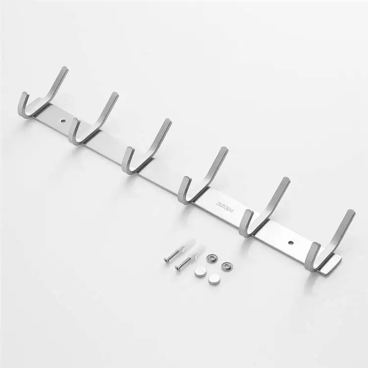 
Wall Mount Hook Rail Bathroom Kitchen Room Hat Clothes Robe Coat Hanger Hook Rack 