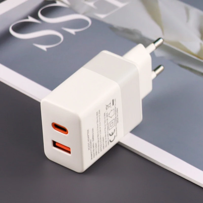 KC CE 110V 220V Mobile Phone USB C Fast Charger 25W PD Power Delivery PPS QC3.0 2 Port Quick Wall Charger EU US AU Korea Plug