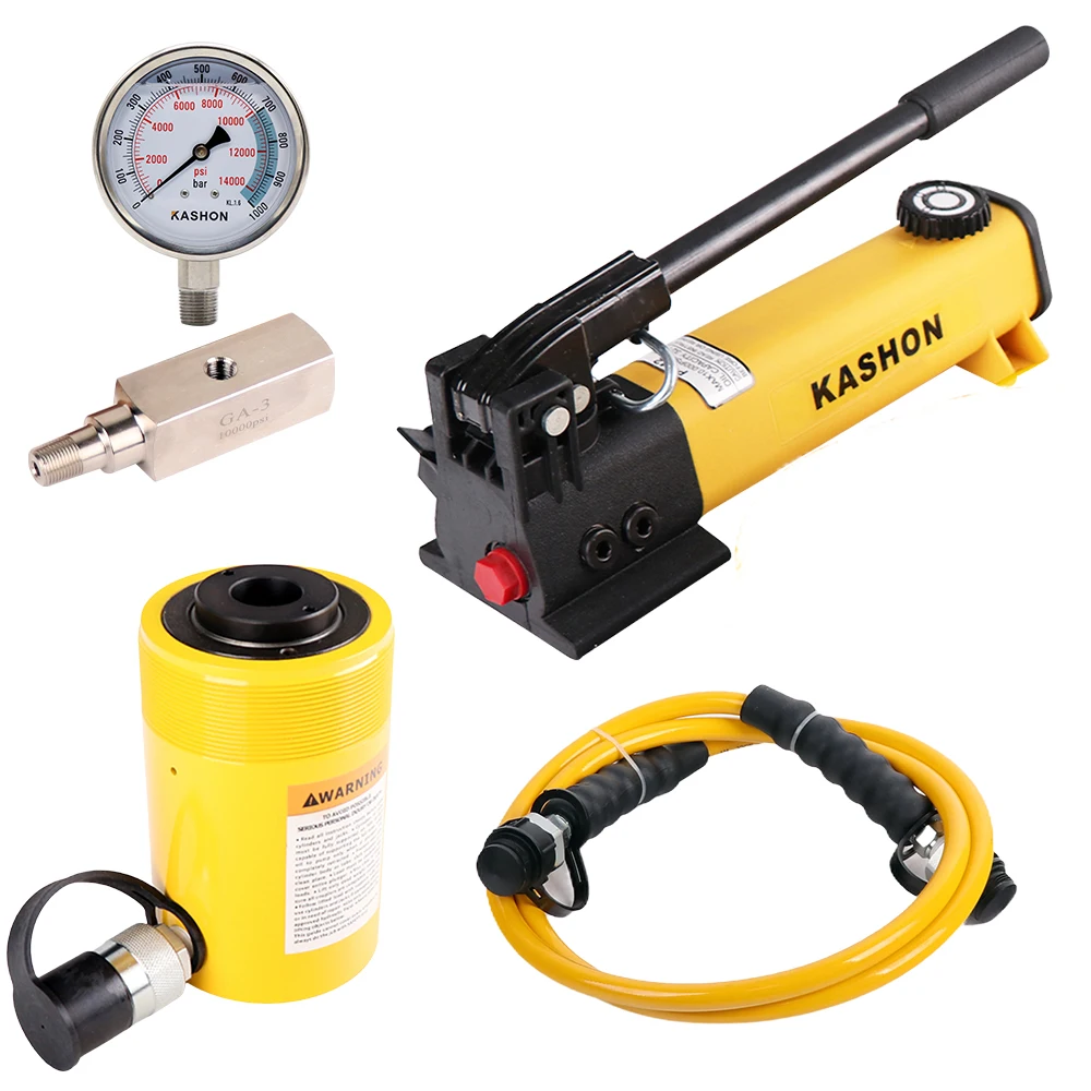 Полный комплект продаж Enerpac эквивалентный RCH-202 одно действующее центральное отверстие набор гидравлических цилиндров с ручным насосом