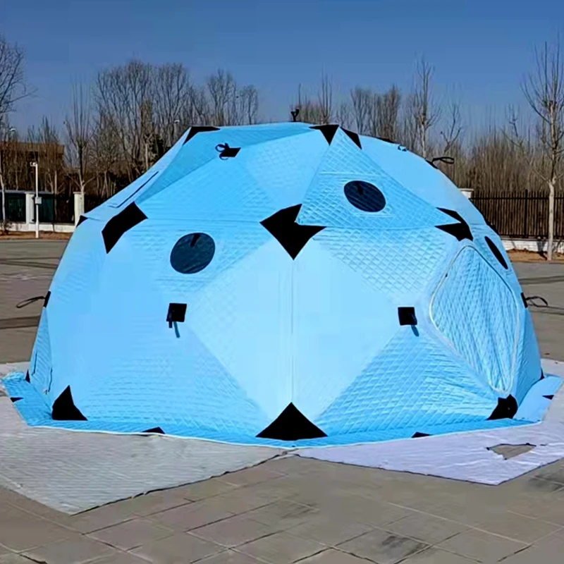 Insulation High Quality Cube Pop With Chair Inflatable Wholesale Waterproof Inflatable Ice Fishing Sauna Tent