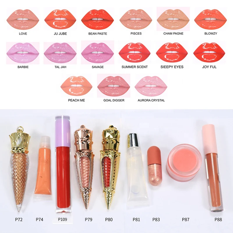 Free Sample wholesale high quality vegan pink lipgloss glitter pigment liquid lipstick custom plumping private label lip glossx