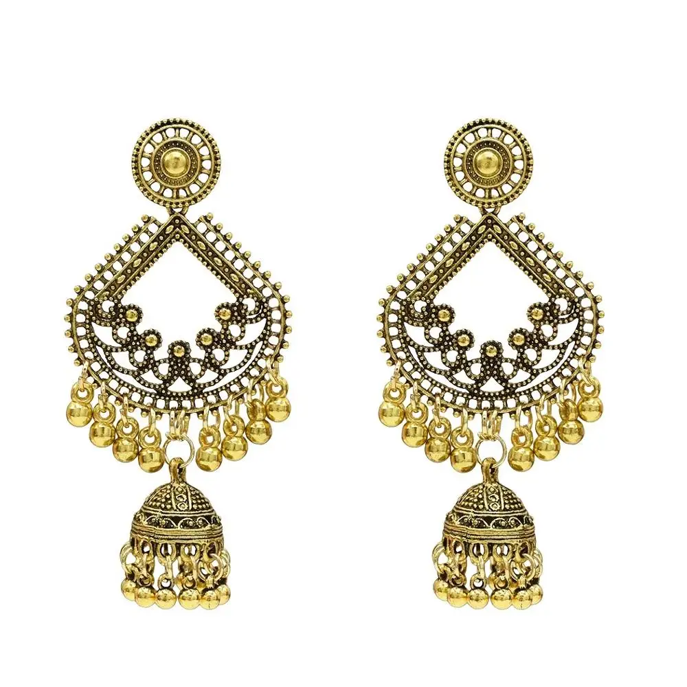 Fashion Retro Ethnic Wind Bell Tassel Earrings Thai Indian Earrings Pendant Exotic Style Earrings