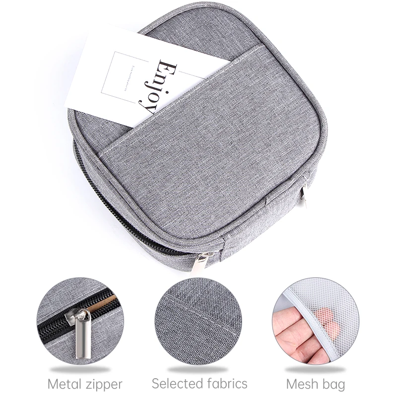 New Arrival Multi-function Carry Earphone Case Household Travel Headphone Storage With Zipper Mini
