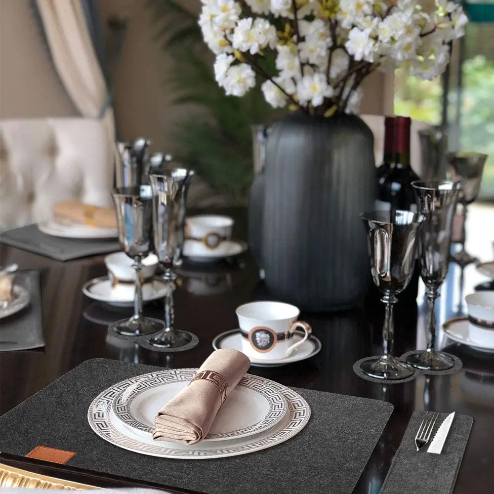 Set of 18 Felt Placemats Set Wool Felt Washable Place Mats for Dinning Table Heat Resistant Placemats for Kitchen Table