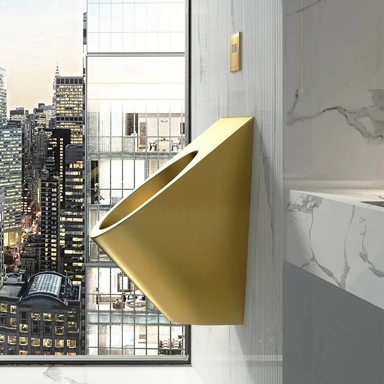 OEM на заказ SS304 Золотой Мужской настенный Овальный безводный ванный из нержавеющей стали для ванной комнаты с датчиком писсуара