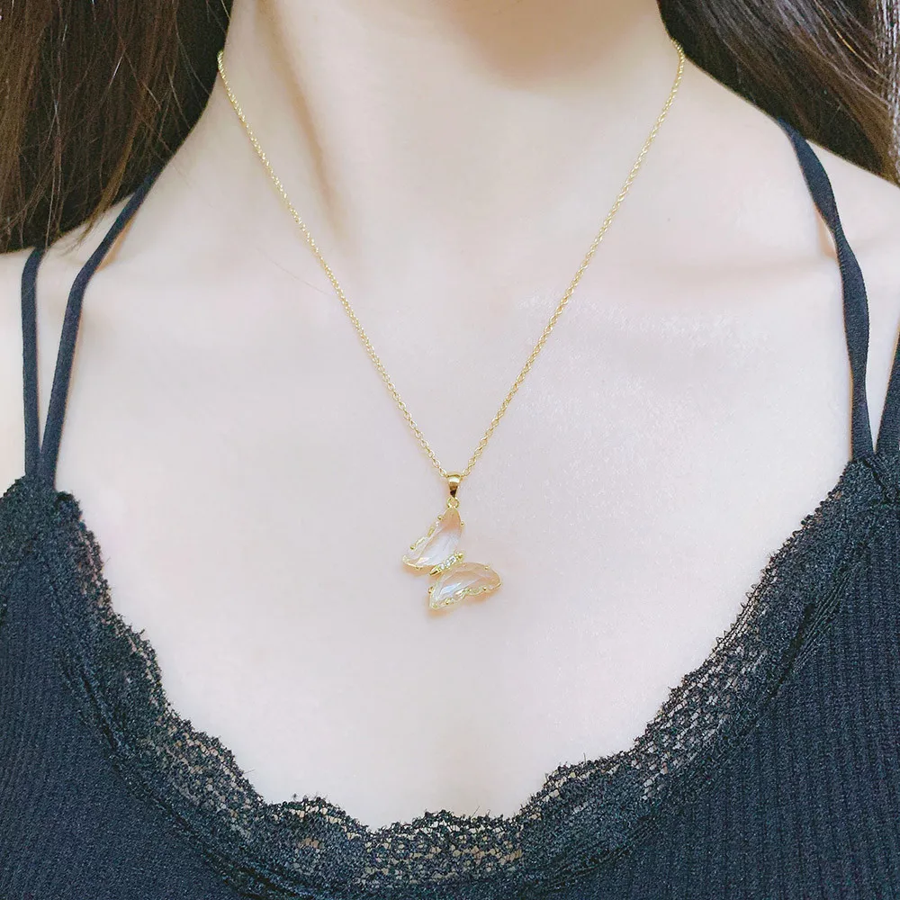 Modalen Wholesale V Triangle Stainless Steel Enamel Vintage Charm Gold Necklace