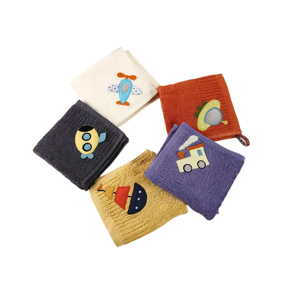 Wholesale good quality Cartoon applique Design Cotton Face hand Towel towel set for kids children