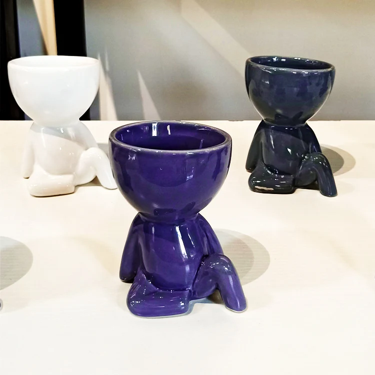 2022 Sun Room Mini Plant Planters Desktop Indoor Home Decoration Ceramic Human Shaped Ceramic Succulent Flower Pot