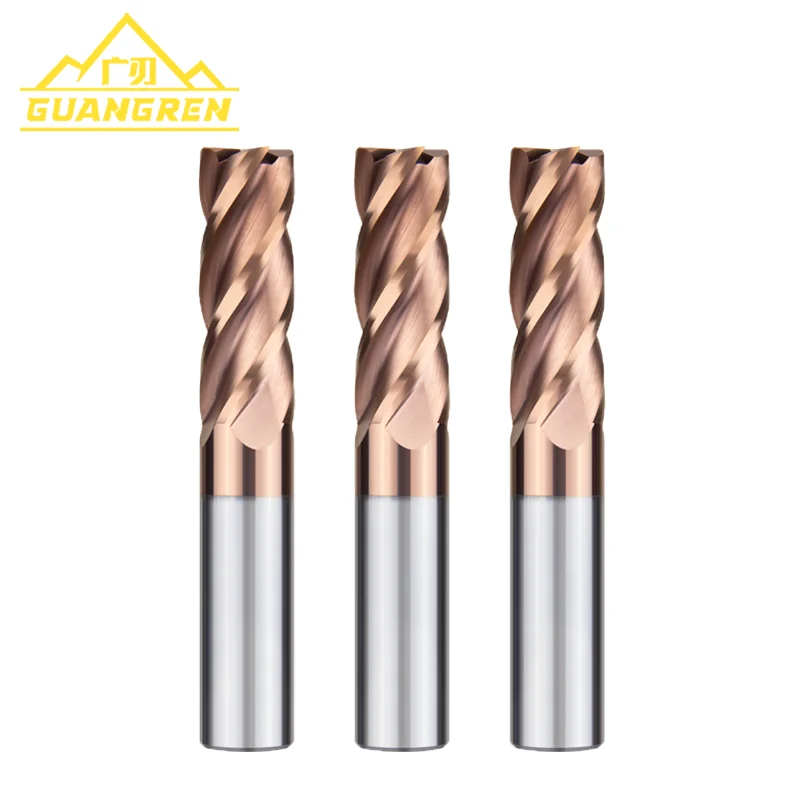 GuangRen Factory Direct Supply 4 Flute HRC55 tungsten carbide end mill