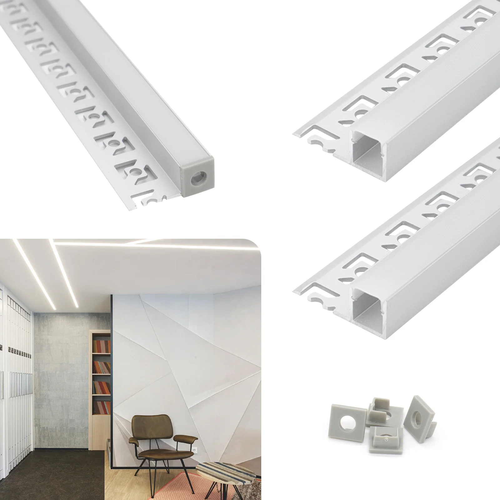 Drywall Ceiling Lighting 032 Alloy Channel Plaster 33*15MM Extruded Aluminum Profiles
