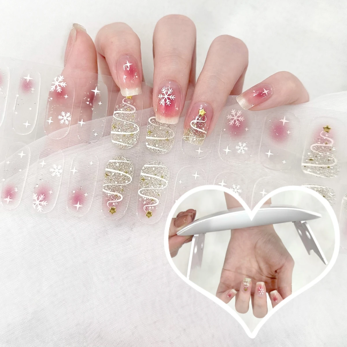 Factory gel nail wraps OME/ODM semi-cured gel strips cat eye gel nail strips with UV lamp