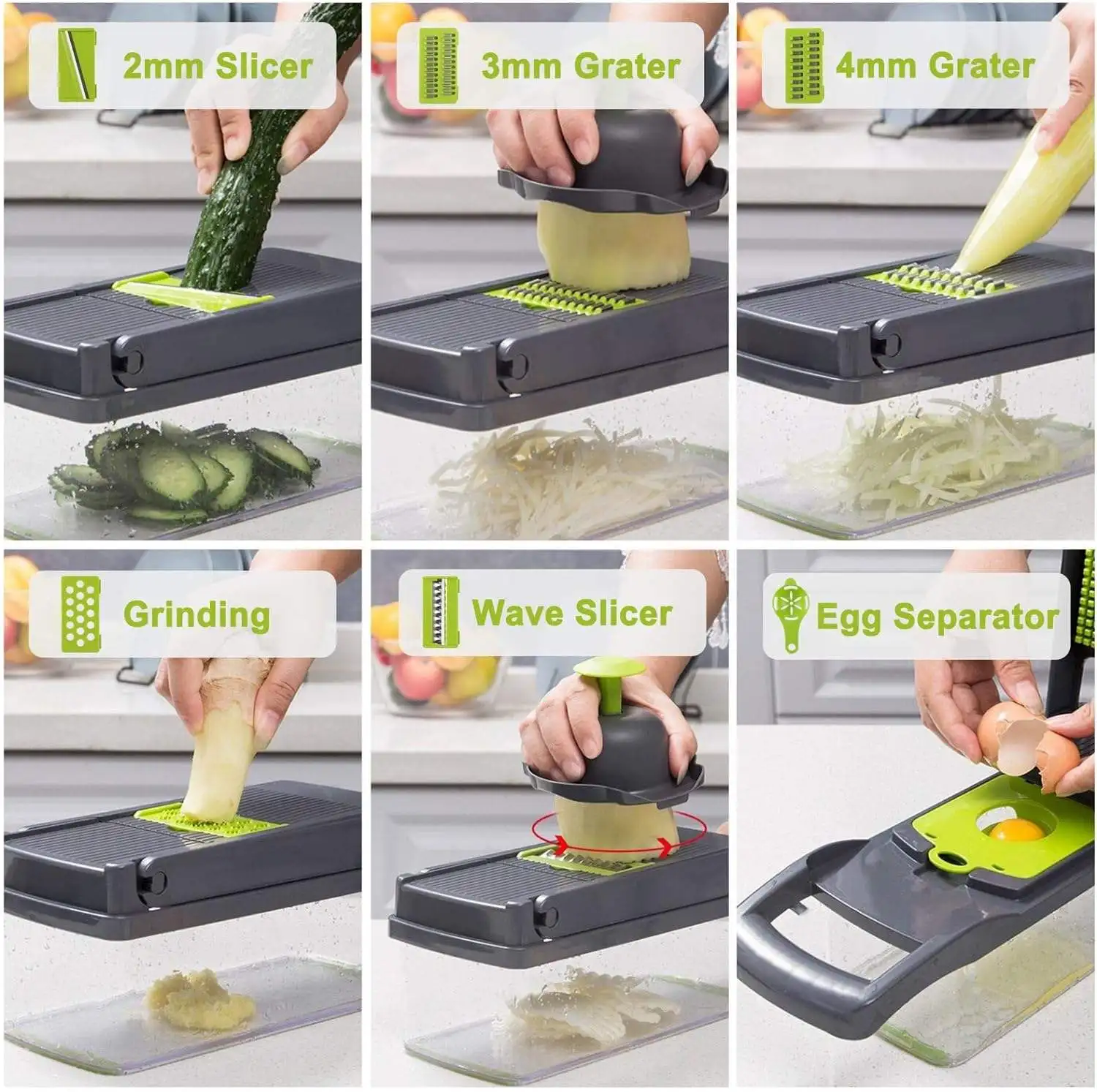 16-in-1 Metal Vegetable Cutter Stainless Steel Mandoline Slicer Manual Onion Potato Fruit Slicer Chopper Kitchen Gardget