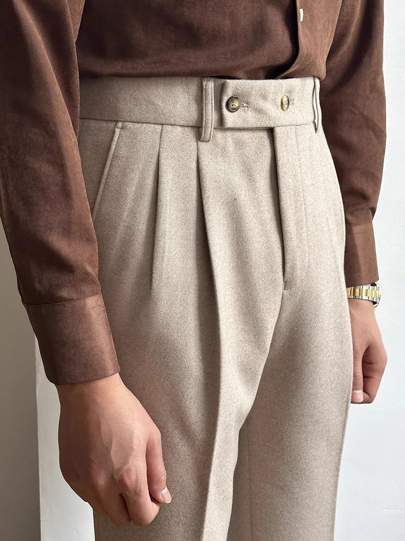 Suit pants men light ripe British retro business Naples pendant straight slim fit with casual trousers men