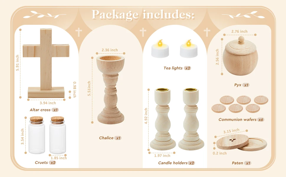 Catholic Gifts for Kids Mass Kit Wooden Mass Play Set Kids Catholic Baptism Gifts Birthday Gift Candle Holder