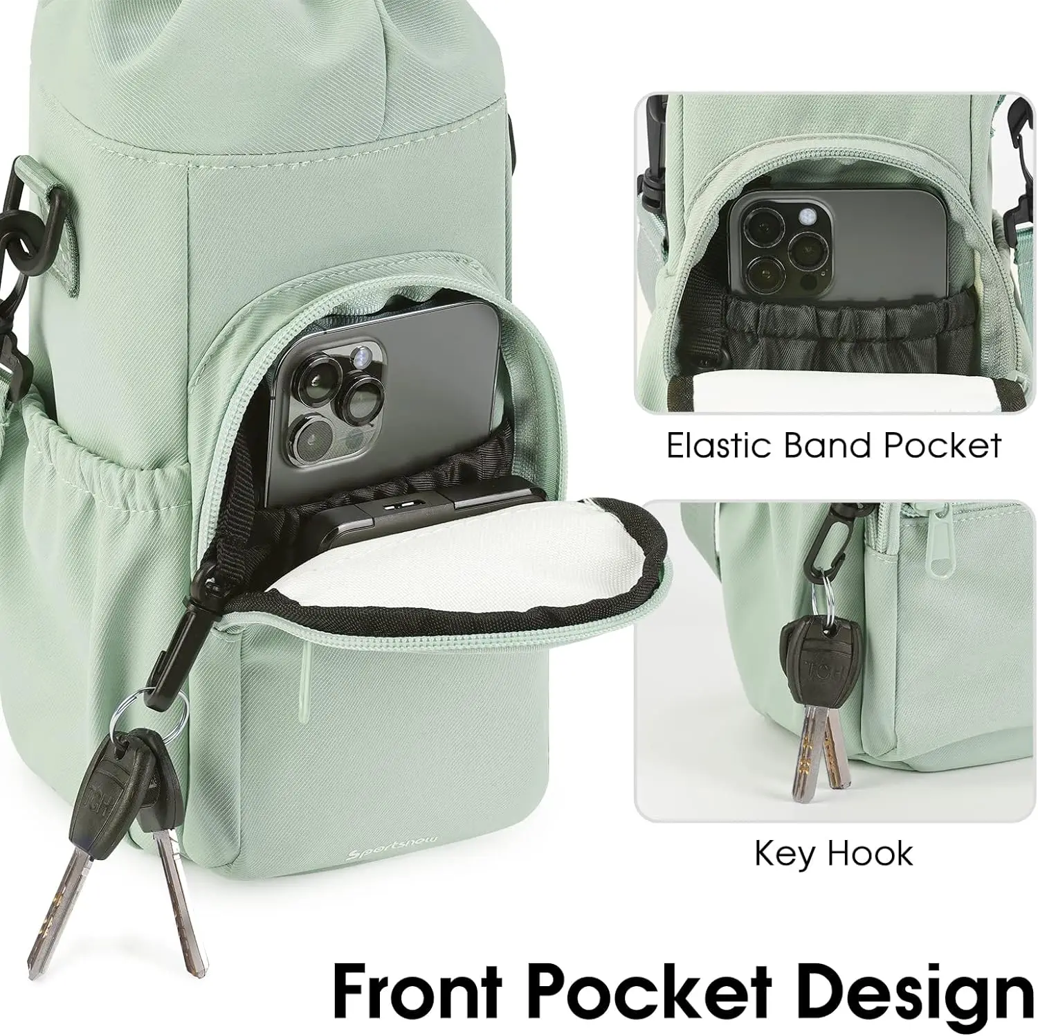 OEM Factory Straight Selling Mini Running Water Bottle Holder for Cup Pouch Bag Water Bottle Carrier Bag with Phone Pocket