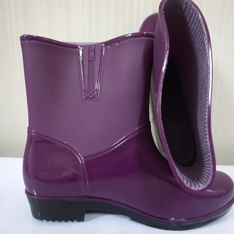 Folding Rubber Rain Shoes Lady Ankle Rain Boots Waterproof