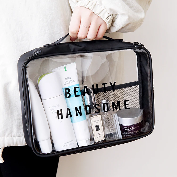 Hot Sale Clear Transparent PVC Cosmetic Bag Waterproof Clear Cosmetics Makeup Bag Customized Travel Clear Clutch Bag Beauty Case