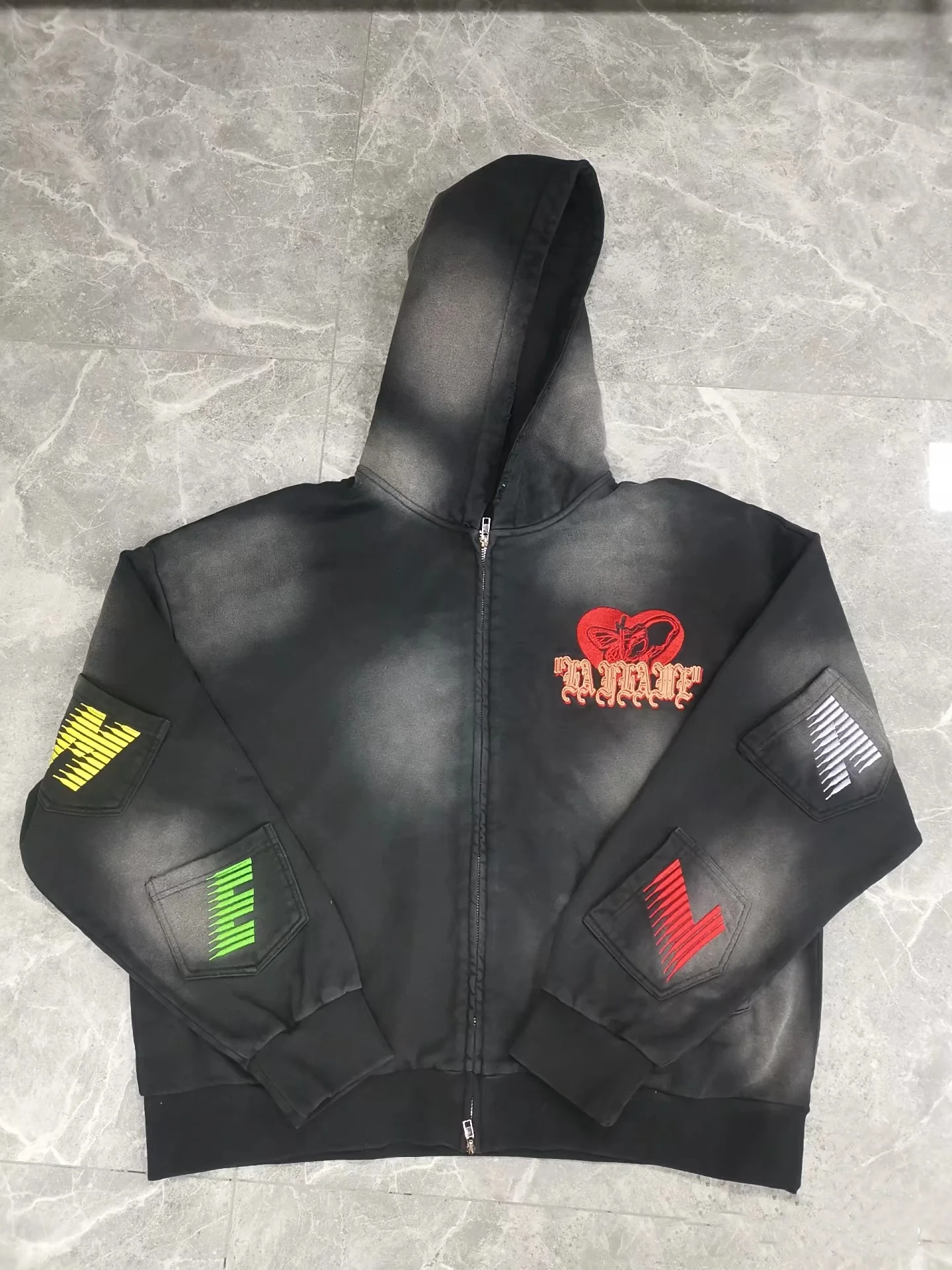 clothing manufacturers custom acid wash distressed embroidery hoodie oversized boxy cropped streetwear hoodies for men