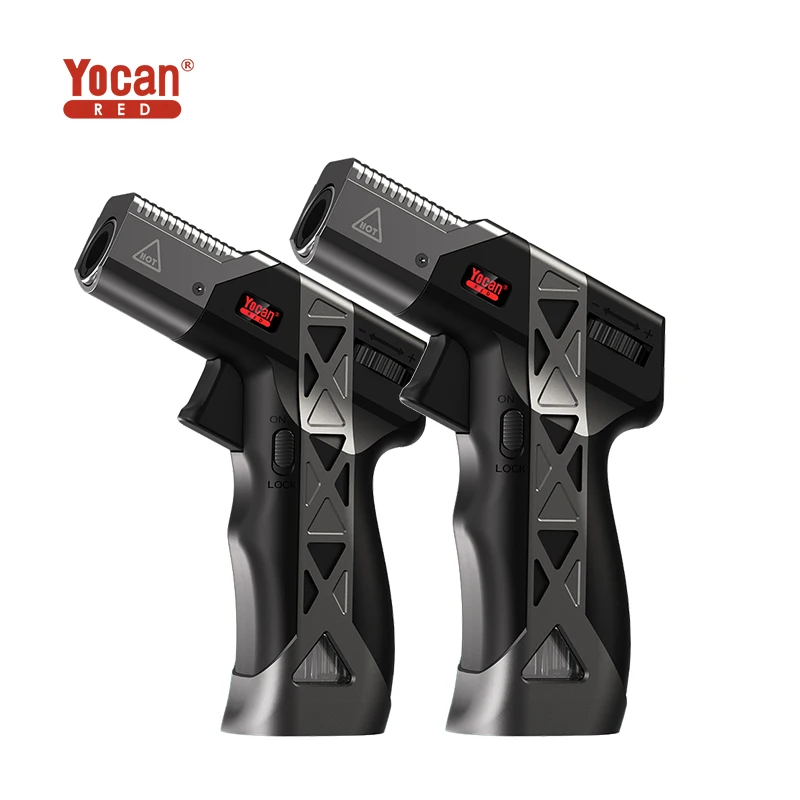 Yocan Red Delta Portable Windproof Butane Gas Lighter Jet Flame Torch 8g Butane Capacity Lighters for Cooking Camping and DIY