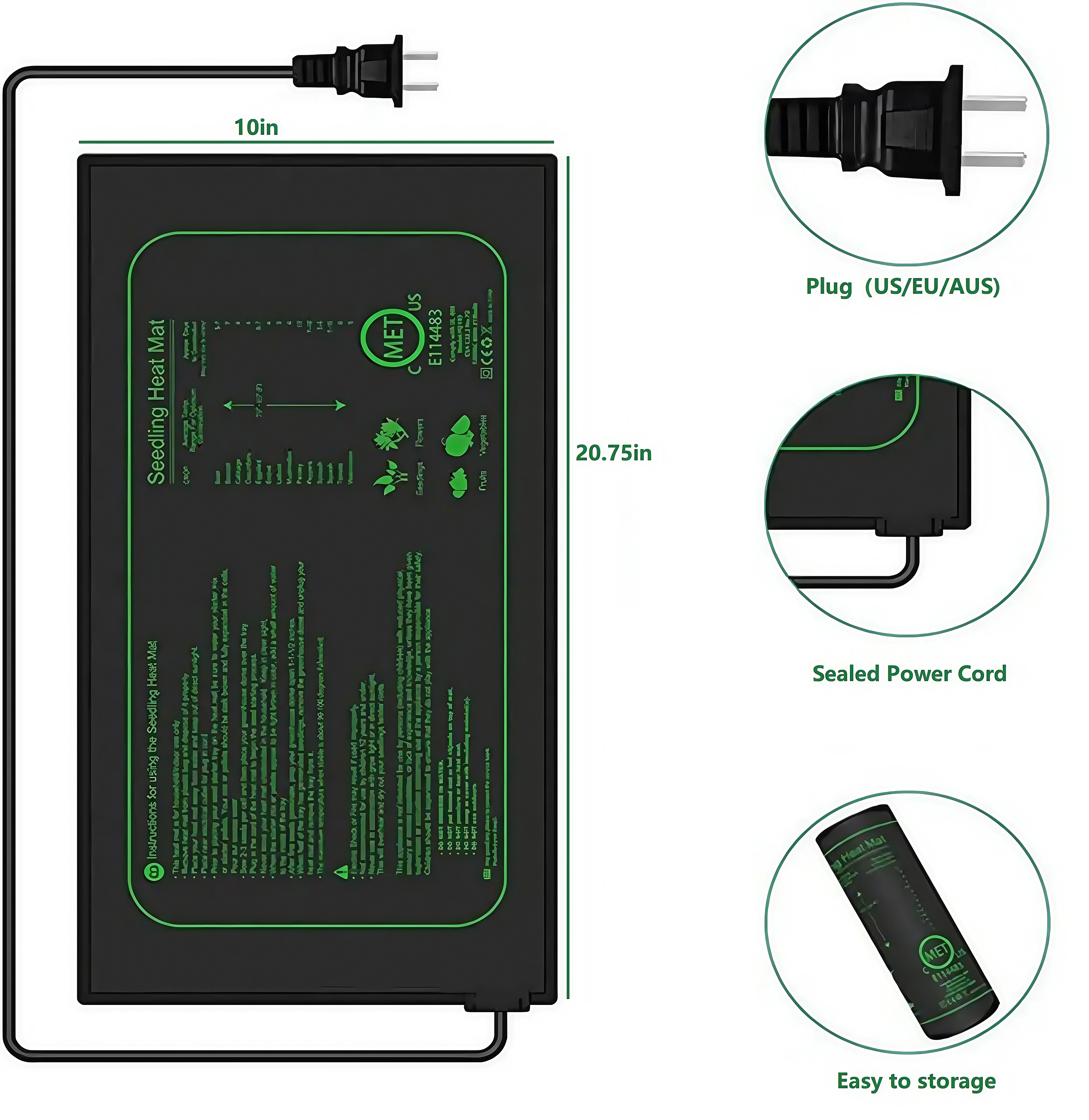 Waterproof PVC Heat Mat for Plant Propagation and Clone Seeding Clone Seeding Heat Mat