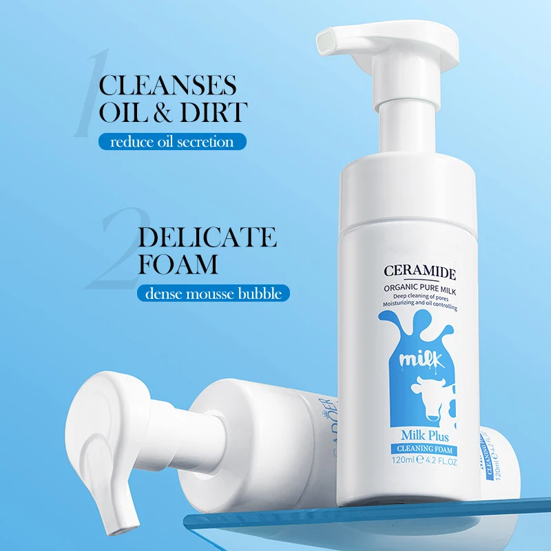 Ceramide Milk Face Wash Facial Cleanser for Sensitive Skin Makeup Removing Amino Acid Hydrating Facial Cleaner