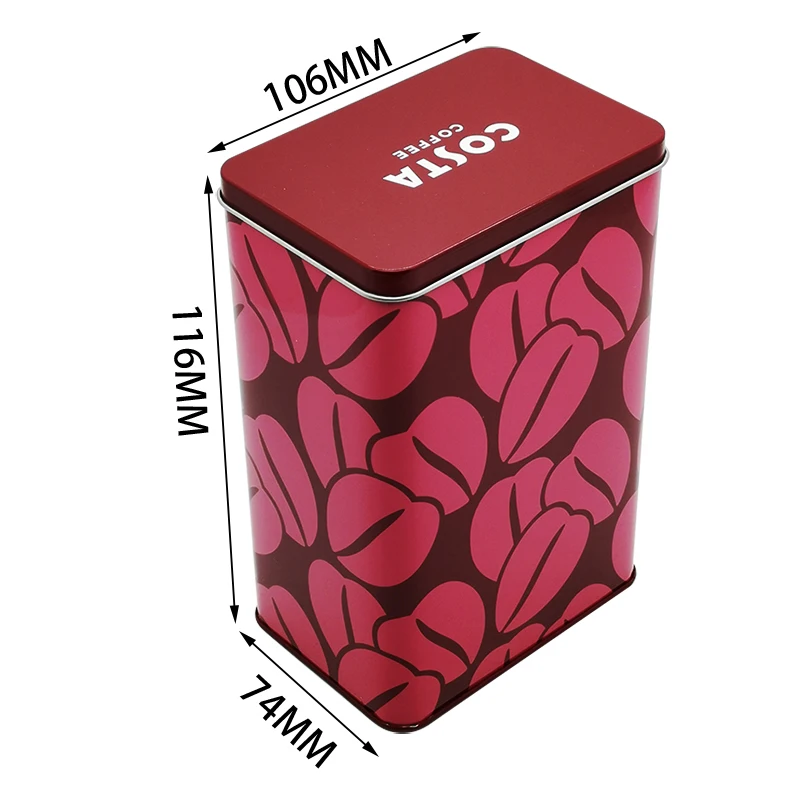 Customize Metal Rectangle Coffee Tin Cans Food Grade Premium Packaging Tin Box Coffee Tin Cans
