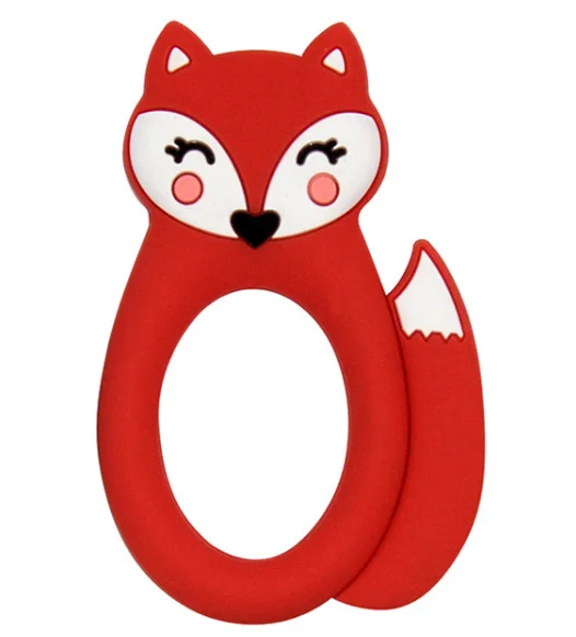 Популярное устройство для прорезывания зубов в виде животных из мультфильма Amazon, детский прорезыватель, силиконовый прорезыватель для зубов в виде лисы на заказ