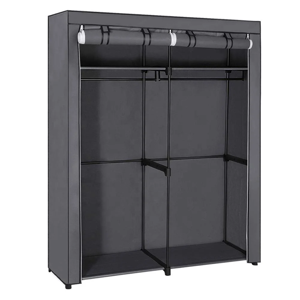 Portable Clothes Closet Wardrobe with Non-Woven Fabric and Hanging Rod Quick and Easy to Assemble