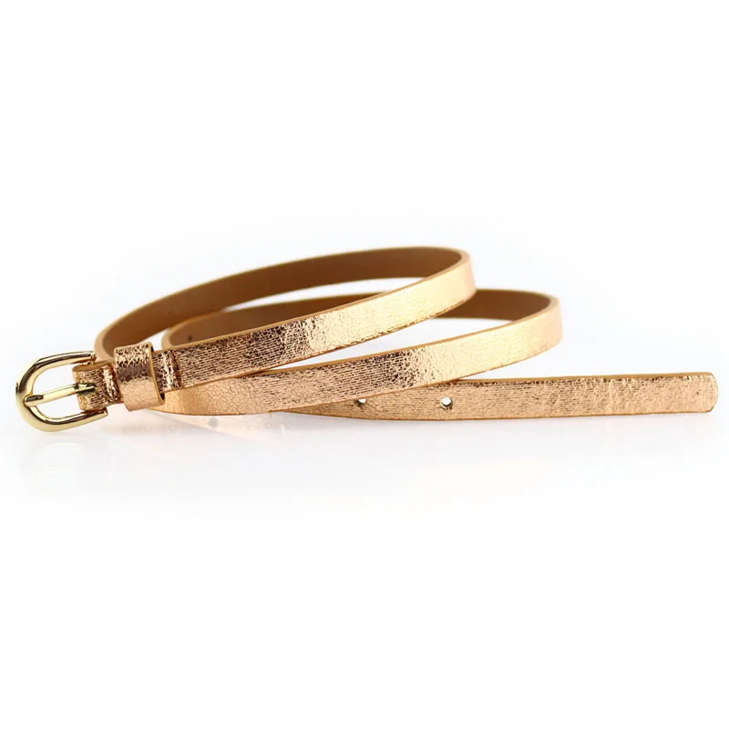 2023 Women Fashion Belts Versatile Decorative Dress Belts Ladies Waistband Golden Shiny Ladies Leather Skinny Thin Belts Women