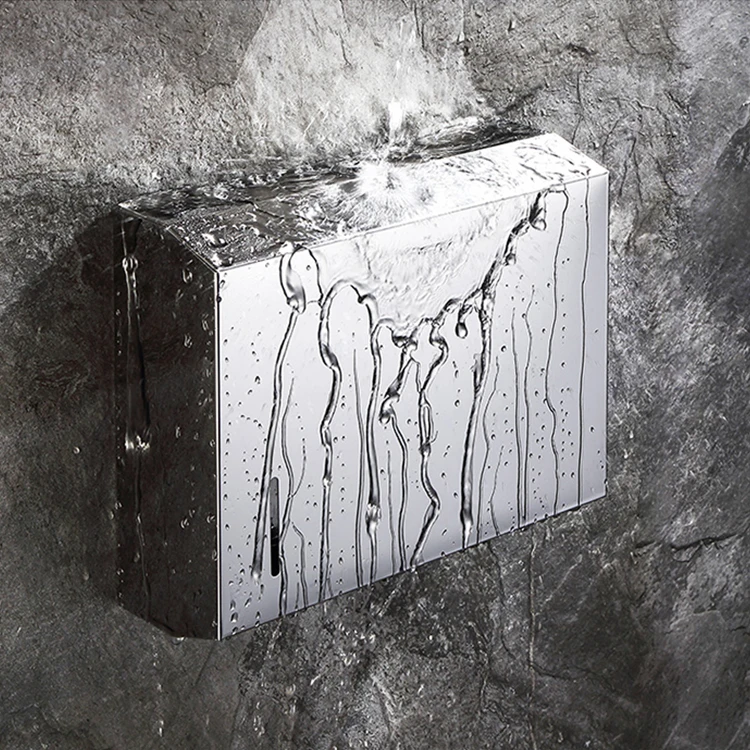 Hotel luxury wall mount metal waterproof square stainless steel toilet tissue box paper holder gold paper towel dispensers