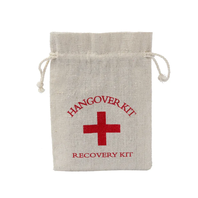 Wholesale Hangover kit bag recovery bag LOGO Printed Gift Canvas Cotton Drawstring bag