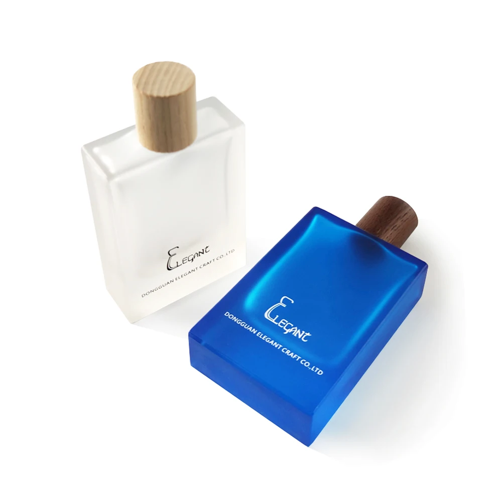 Factory Cusotom Wooden Cap lid small 10ml Wholesale Square Private label 30ml 50ml luxury empty round fancy perfume bottles