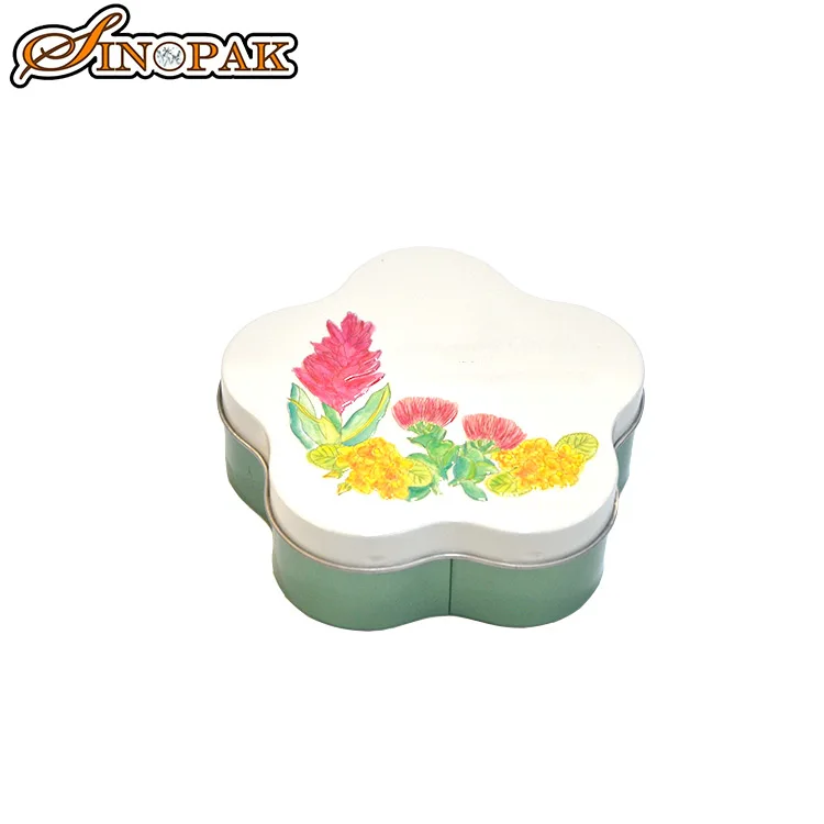 Tin Box Flower Shape  Metal Tea Box Packaging Boxes for Food with Lid
