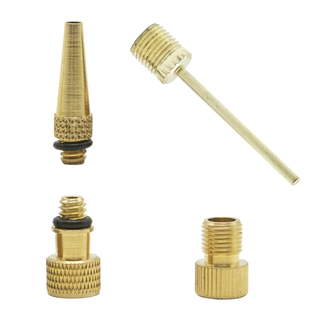 Bike Yellow Copper Schrader Prest Valve Converter Adapter Extension Ball Needle Set