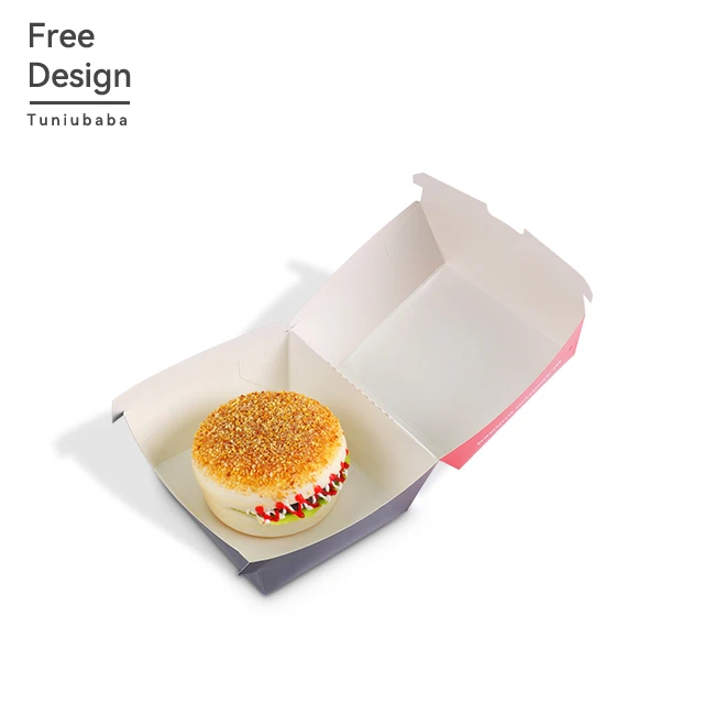Custom Logo Wholesale Colorful Crazy French Fries Fast Food Grade Takeaway Hamburger Burger Box Packaging