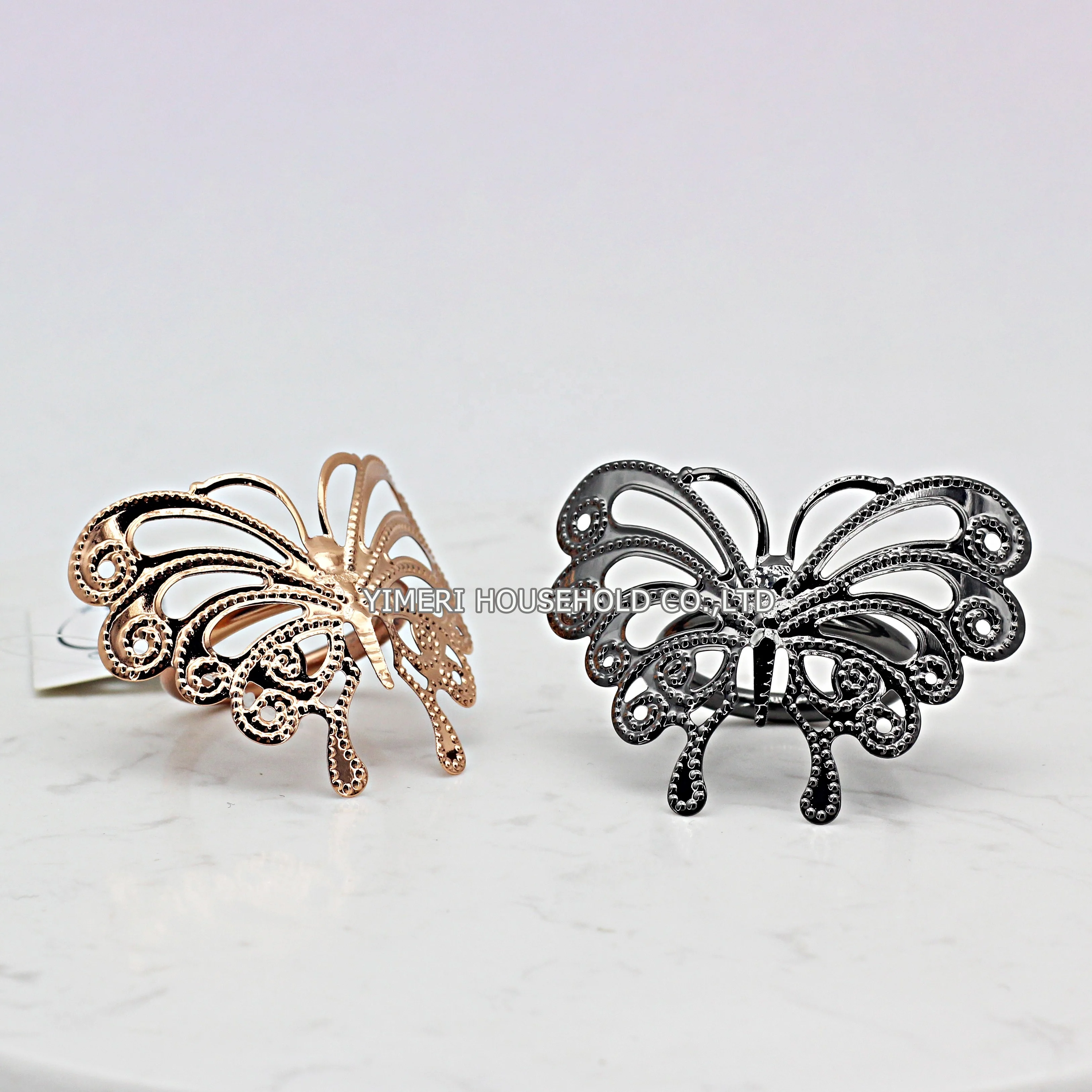 custom iron metal golden butterfly napkin ring for wedding banquet dinner party birthdays table decor