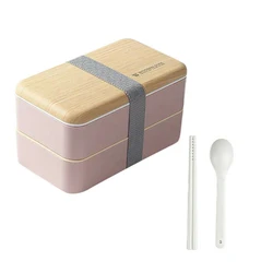 Multi-functional Creative Microwave Lunch Box Japanese Wood Bento Box 2 Layer Container Storage Portable Kitchen Durable Lunch