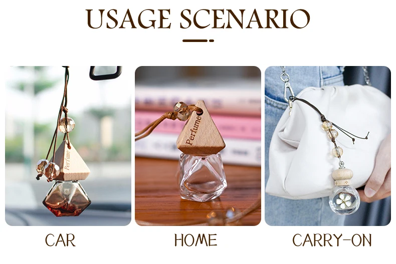 New Arrival 5Ml 8Ml 10Ml 15Ml Glass Wooden Cap Luxury Hanging Car Air Freshener Bottle Diffuser Car Custom Diffuser Bottle