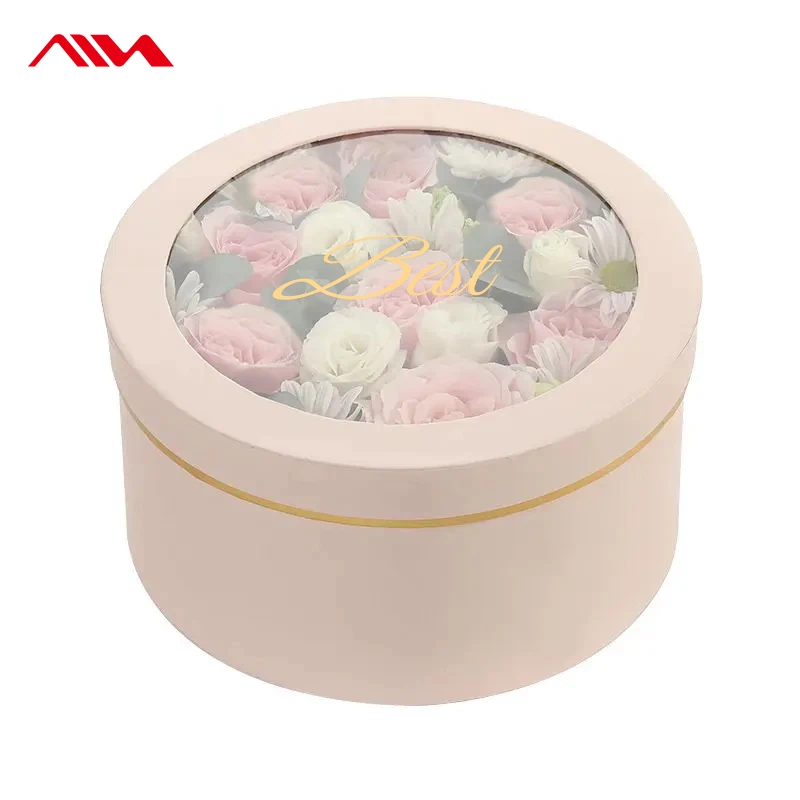 Personalized Velvet Flower Box Round Cardboard Flower Box For Rose Flower Packaging