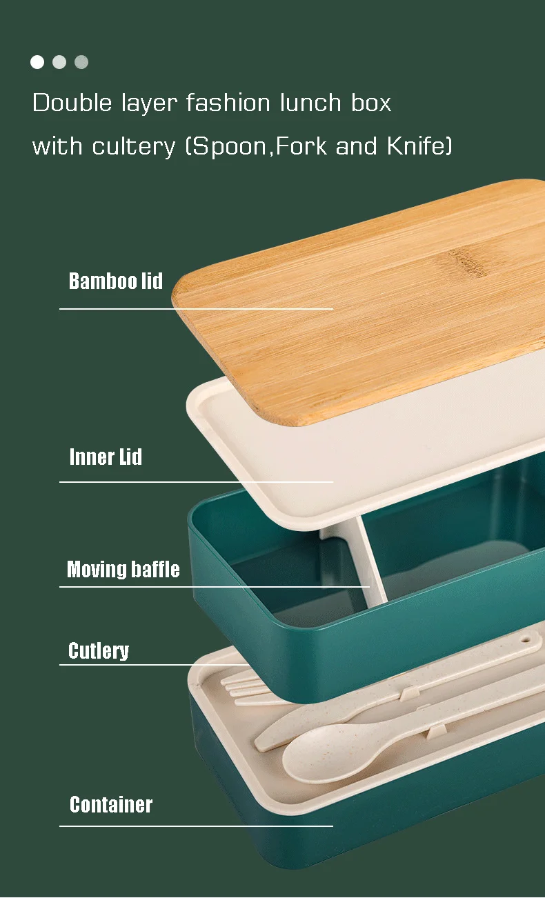 Экологически чистые портативные Ланч-боксы из бамбукового волокна для детей и взрослых