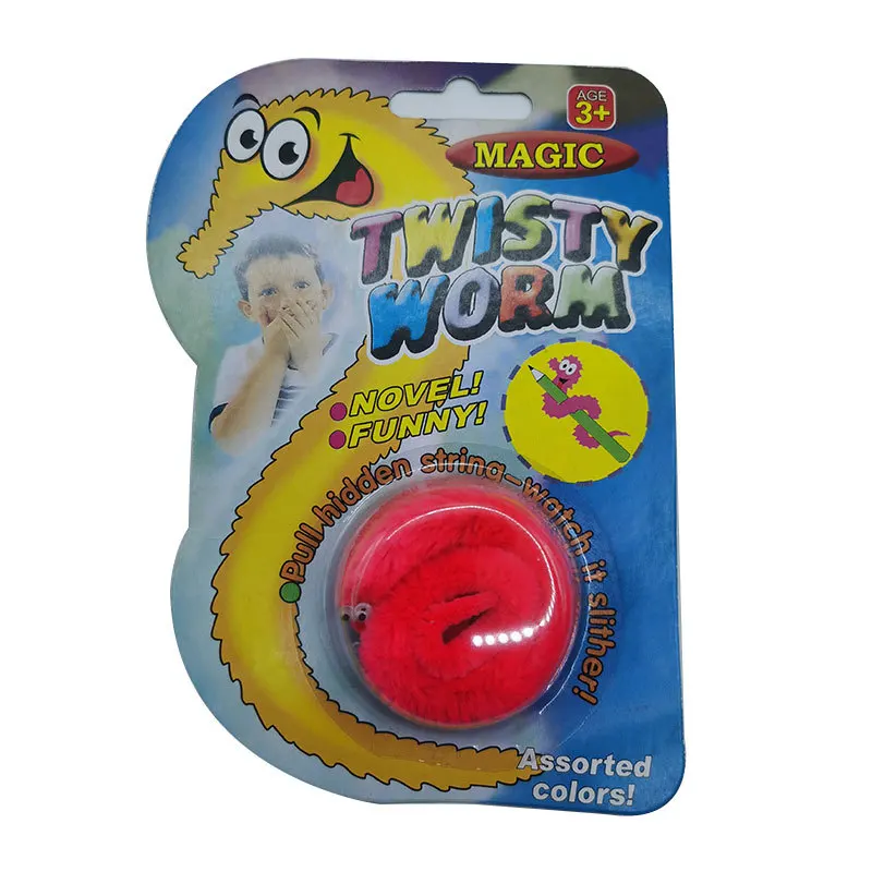 Colorful Magic Toy 23 cm Funny  Worm Fuzzy Worms Blister Card Packing  Plush Worm Toy For Kids